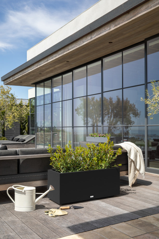 Veradek Block Series Long Box Planter, Black, 16.25"h X 15"w X 38"l