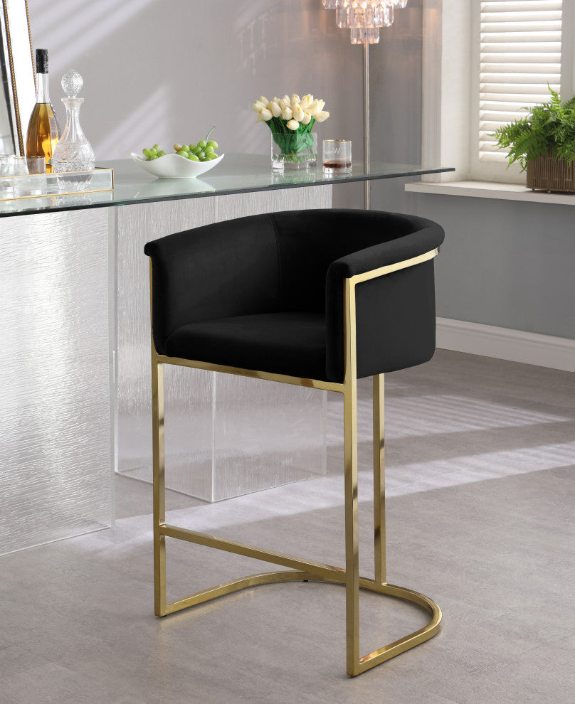 Donatella Velvet Upholstered Stool, Black