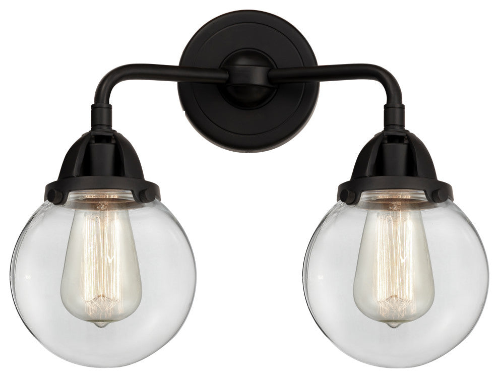 Beacon Bath Vanity Light, Matte Black, Clear, Clear