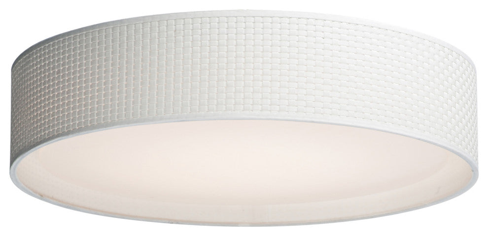 Maxim 10237 Prime 25"W LED Flush Mount Drum Ceiling Fixture - White Weave