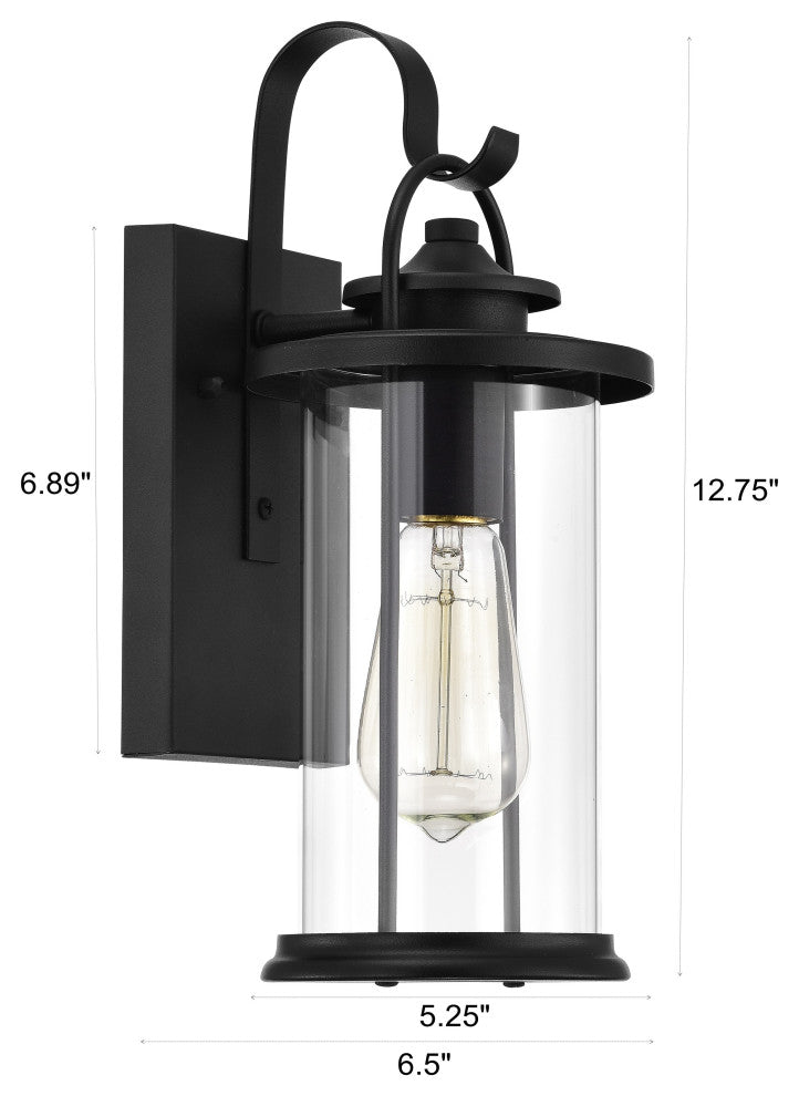 CHLOE Lighting AINSLEY Transitional 1-Light Textured Black Outdoor Wall Sconce