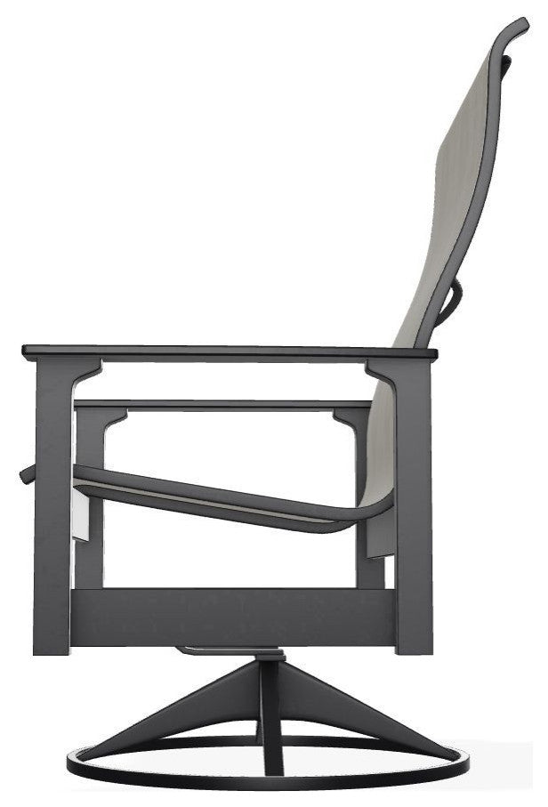 Leeward Sling Outdoor Swivel Rocker, Smoke/Black