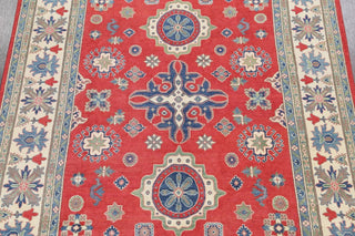 Traditional Pakistani Kazak Handmade Oriental Area Rug Wool, Red, 9'11"X7'10"