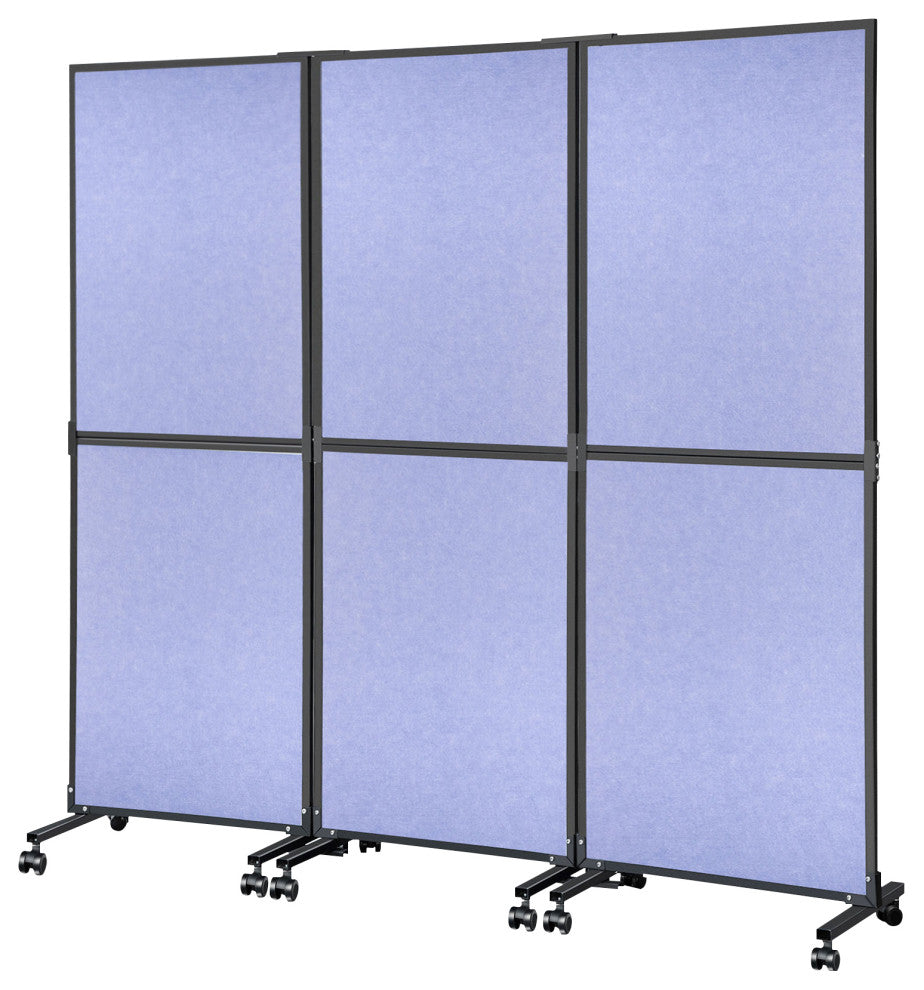 Acoustic Room Divider 72"x66" Office Partition 3 Panels, Blue