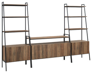 3-Piece Ladder Storage Entertainment Wall - Rustic Oak