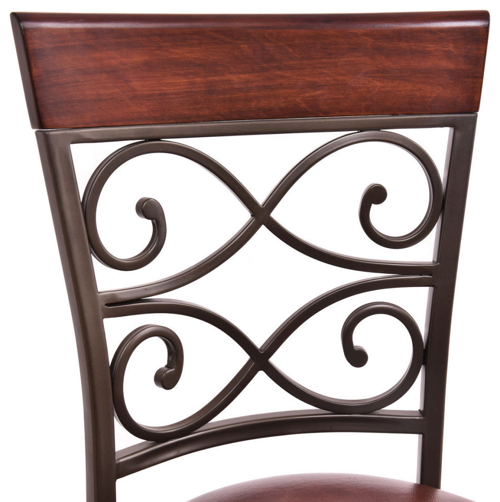 Costway Set of 2 Vintage Bar Stools Swivel Padded Seat Bistro Dining Pub Chair