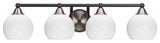Paramount 4-Light Bath Bar, Matte Black & Brushed Nickel, 5.75" White Marble