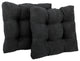 19" Squared Microsuede Tufted Dining Chair Cushion, Set of 2, Black
