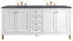 Chicago 72" Double Vanity, Glossy White, Charcoal Soapstone Quartz