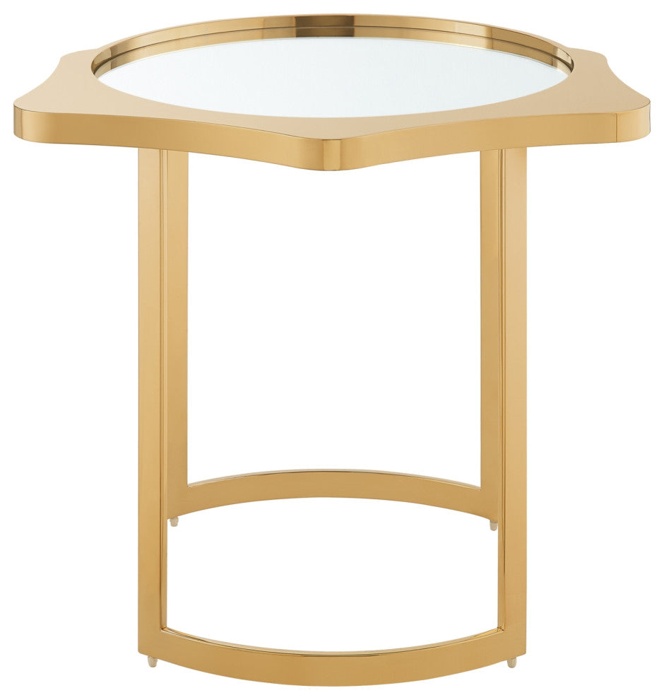 Inspired Home Xayden End Table, Mirrored Top, Gold