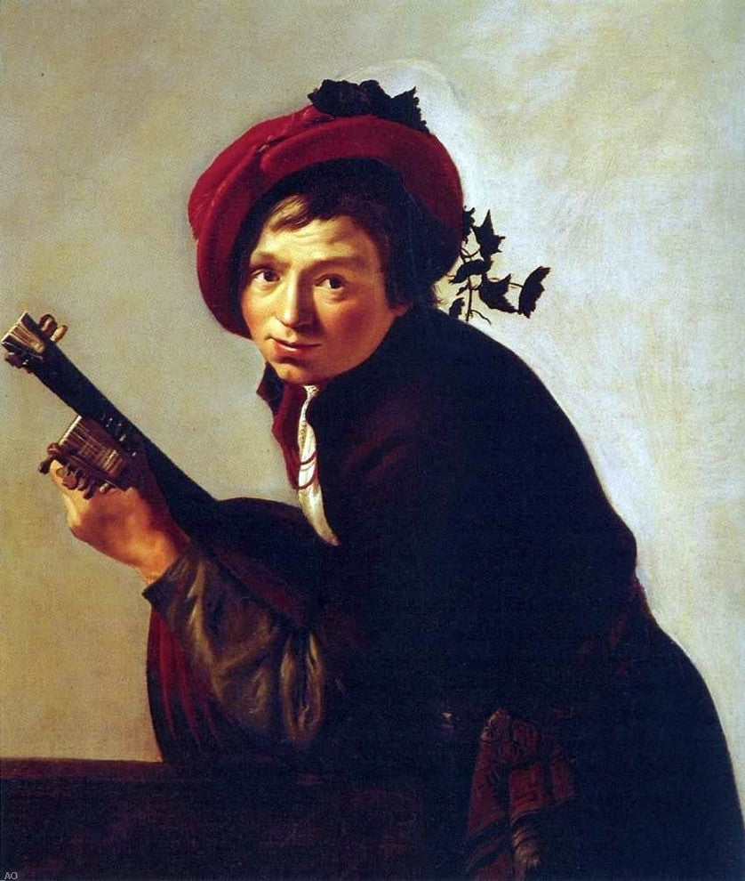 Jan Van Bijlert Young Man Playing the Lute Wall Decal