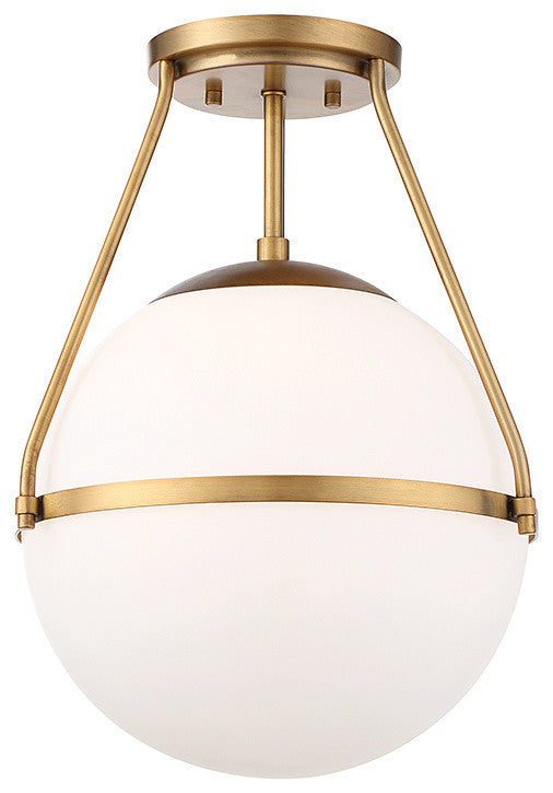 1-Light Semi-Flush Mount, Natural Brass
