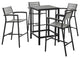 Maine 5 Piece Outdoor Patio Bar Set EEI-1755-BRN-GRY-SET