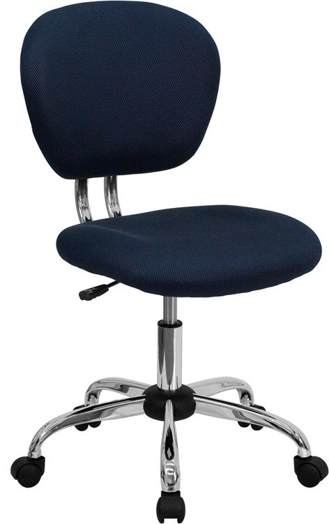 Mid-Back Navy Mesh Swivel Task Chair, Chrome Base