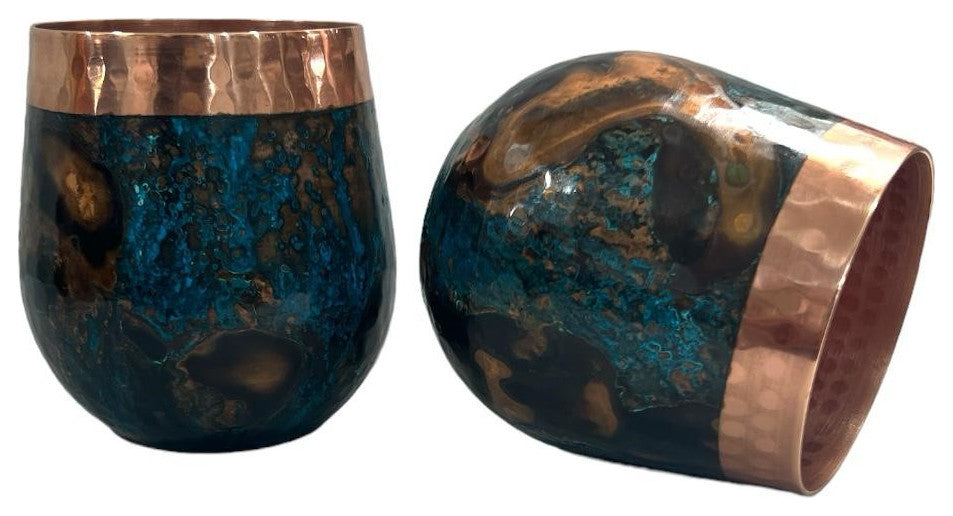 Set of 1 Copper Pitcher & 2 Marbled Tumblers