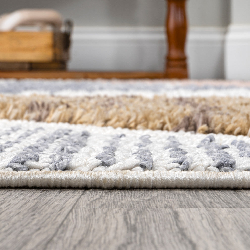 Aileen Geometric Scandi Colorblock Carved Multi 3'x5' Area Rug