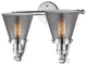 2-Light Small Cone 18" Bath Fixture, Polished Chrome, Glass: Smoked
