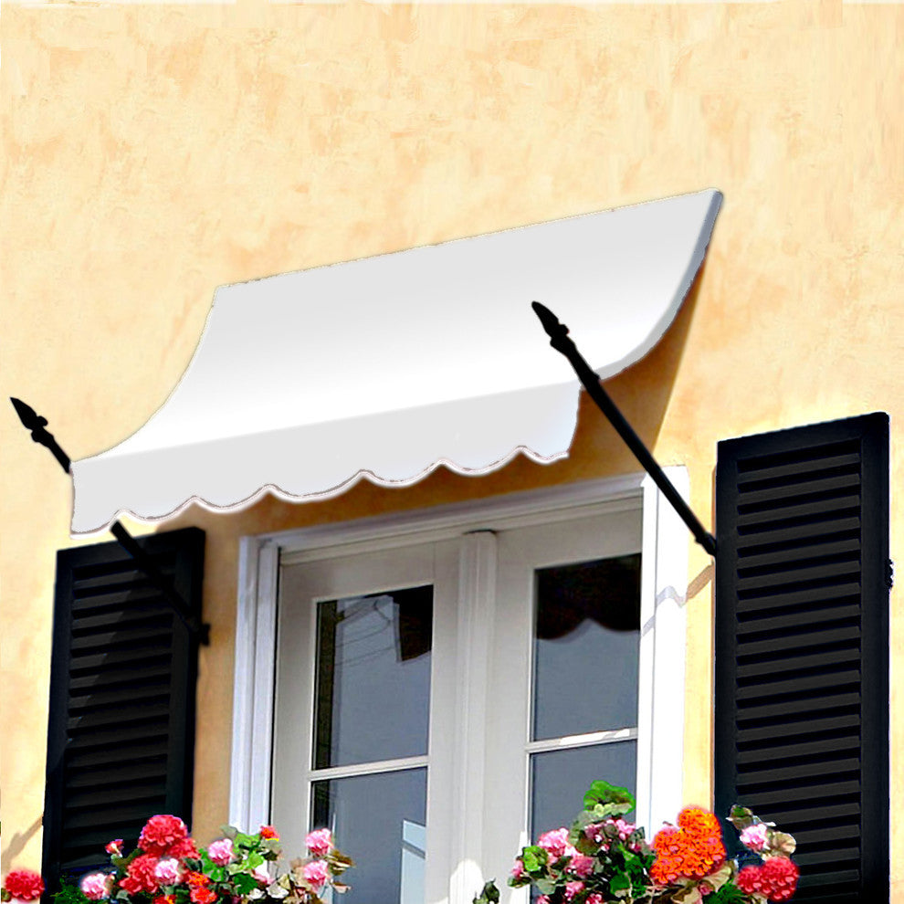 Awntech 3' New Orleans Acrylic Fabric Fixed Awning, White
