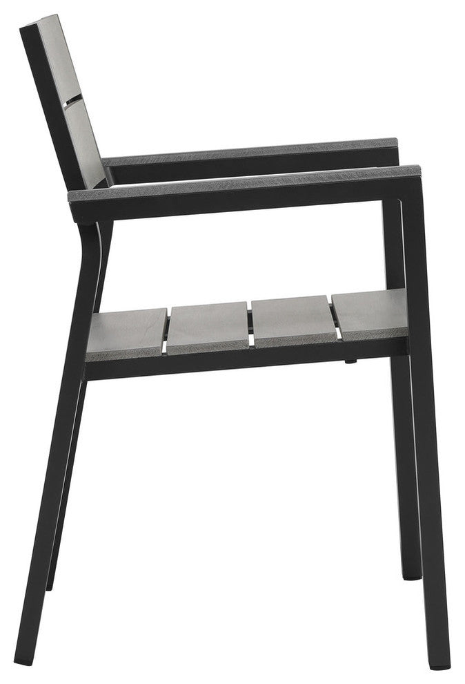 Modern Urban Contemporary Set of 7 Outdoor Patio Dining Set, Brown Gray Steel