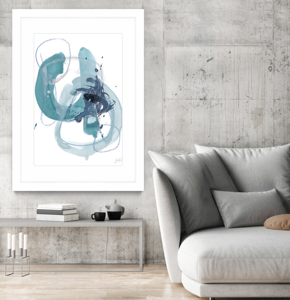 "Aqua Orbit II" Matted and Framed, 52" x 36"