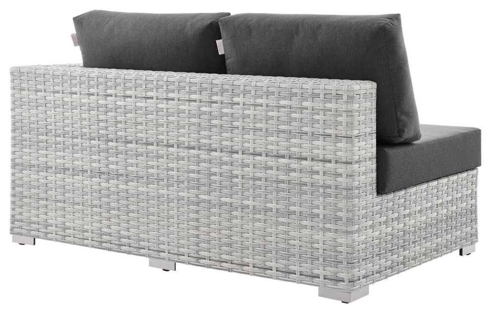 Lounge Loveseat Sofa, Rattan, Wicker, Gray, Modern, Outdoor Patio Bistro