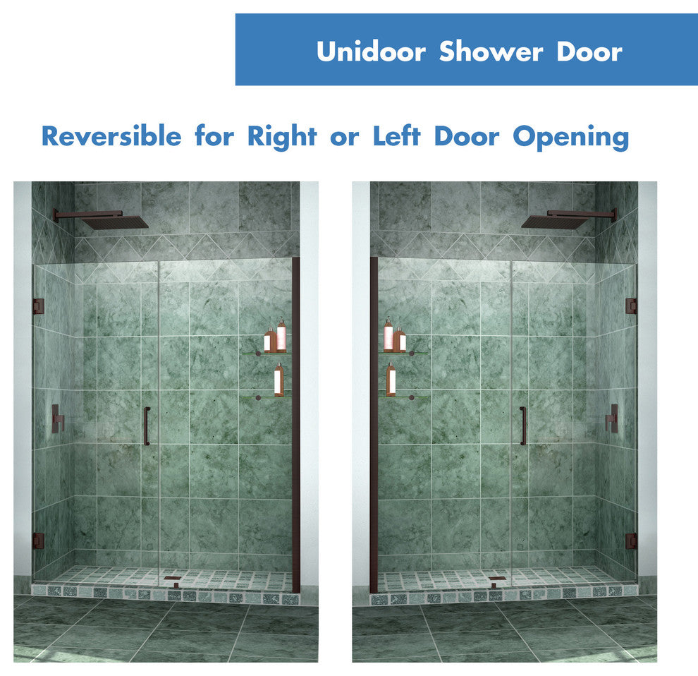 Dreamline Unidoor Min 49" To Max 50" Frameless Hinged Shower Door
