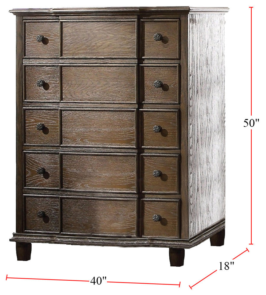 5 Drawers Weathered Oak Chest