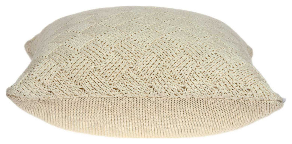 20" X 7" X 20" Transitional Beige Pillow Cover With Poly Insert