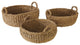 Set of 3 Woven  Sea Grass Shallow Storage Baskets Round 20 18 16 in Natural Spa