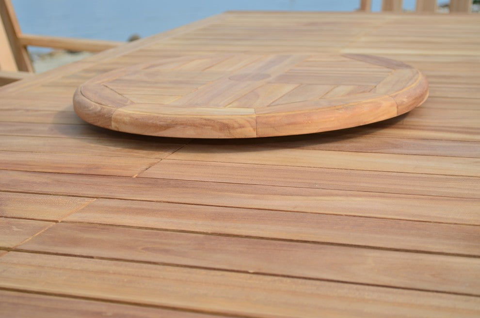 Large 20" Teak Lazy Susan Turntable With 2" Umbrella Hole