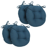 16" Solid Twill Round Tufted Chair Cushions, Set of 4, Indigo