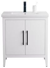 Vanity Art Bathroom Vanity With Sink, White, 30", Single Sink, Matte Black