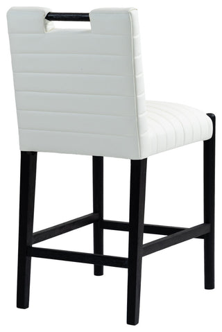 Aimee Upholstered Counter Stool, Cream, Vegan Leather, Black Finish