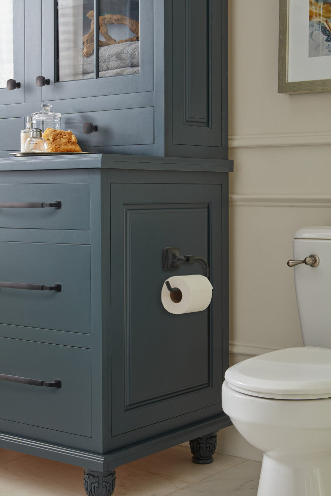 Amerock Stature Transitional Single Post Toilet Paper Holder, Matte Black