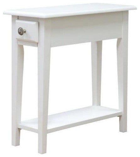 Chair Side Table with Storage, Queen, White
