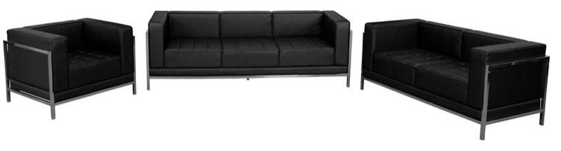 HERCULES Imagination Series Black Leather 3 Piece Sofa Set