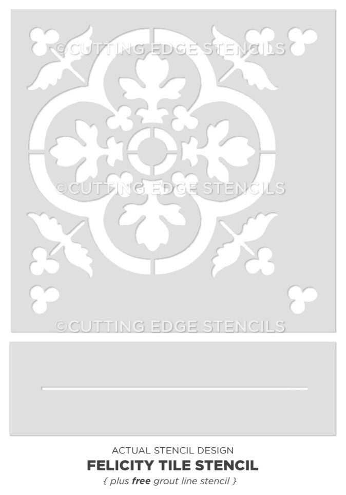 Felicity Tile Stencil - DIY Faux Tiles - Cement Tile Stencils, Large