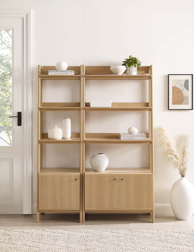 Bixby Wood Bookshelves, Set of 2, Oak