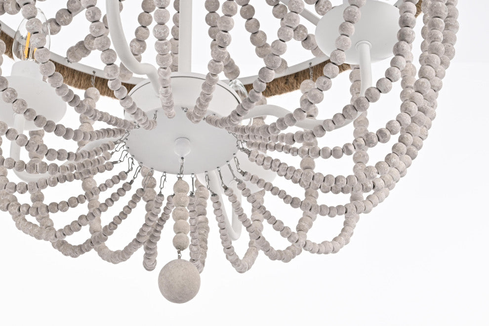 Home Living 20" Beaded Pendant, Antique White