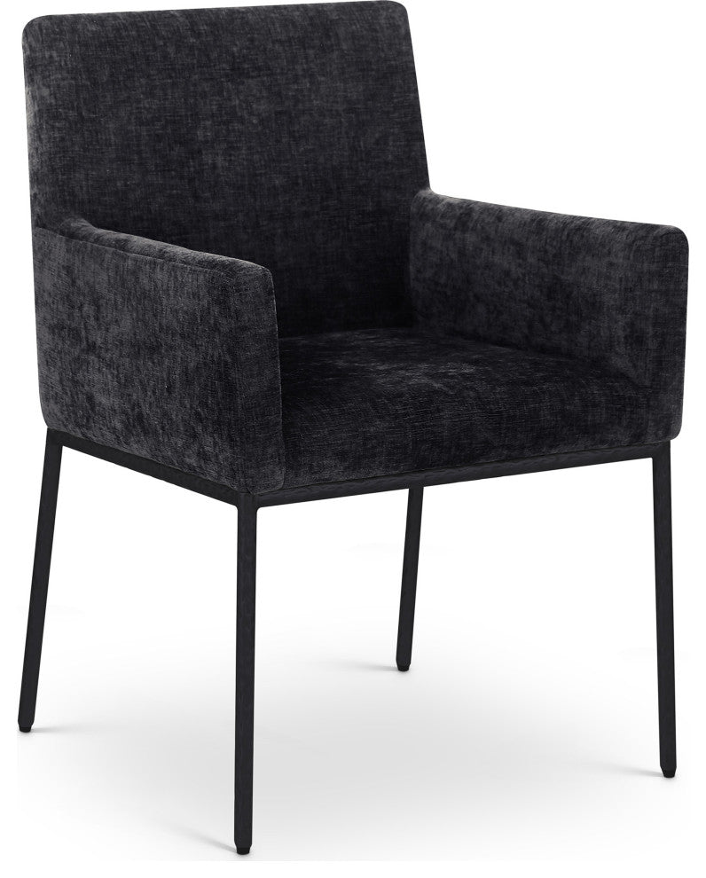 Reeves Upholstered Dining Chair, Black, Chenille , AC,  Matte Black, Set of 2