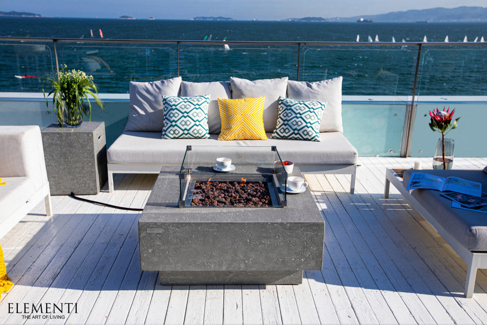 Manhattan 36" Concrete Fire Table (Natural Gas) / Light Grey