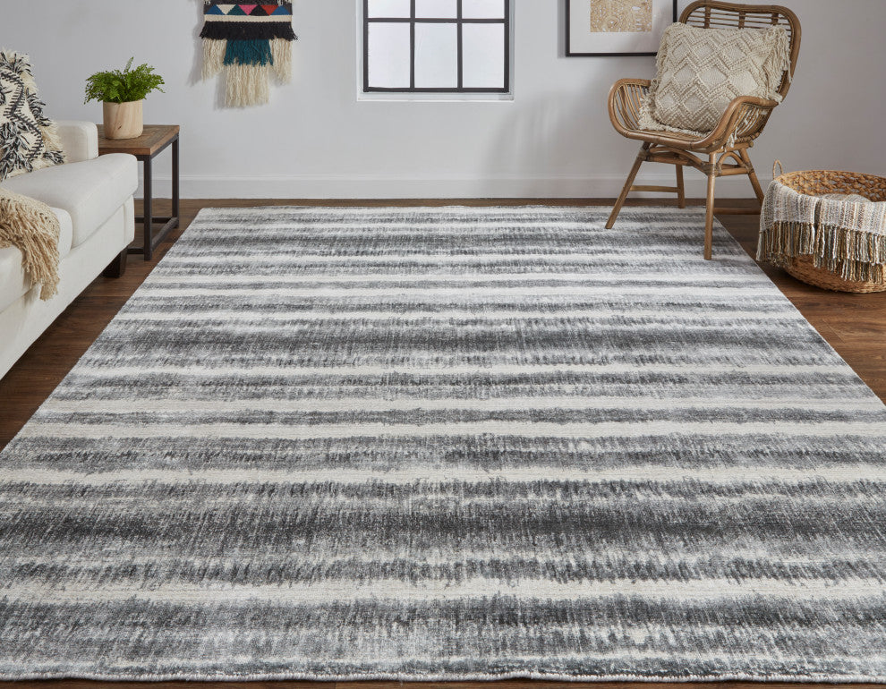 Weave & Wander Malana Handwoven Graident Rug, Charcoal Gray, 10ft x 14ft Rug