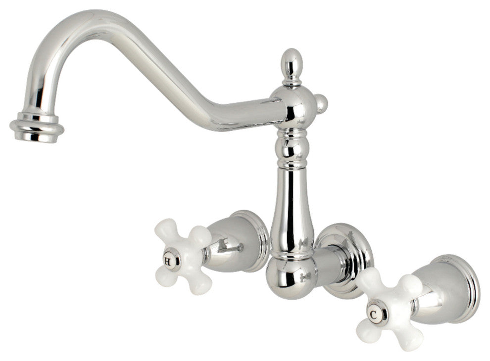 Kingston Brass Wall Mount Kitchen Faucet, Polished Chrome