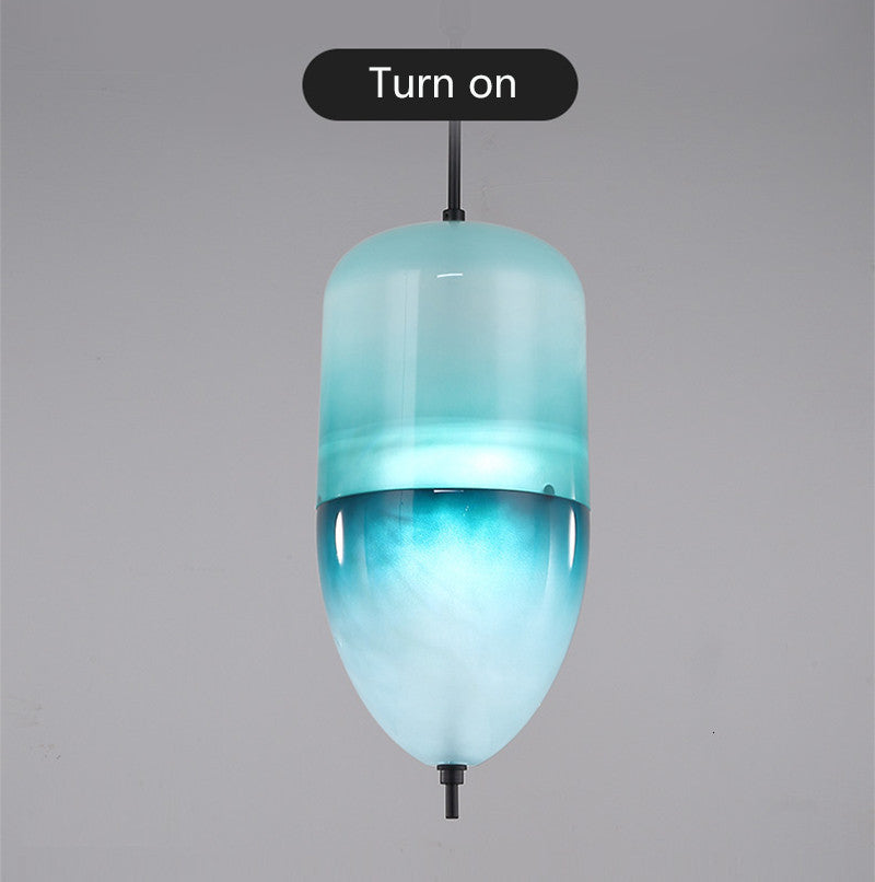 Blue/White Drop-shaped Glass LED Hanging Lamp for Kitchen Island, Blue, B