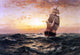 Edward Moran A Ship at Sea- Sunset, Gallery Wrapped Canvas Print, 18"x27"