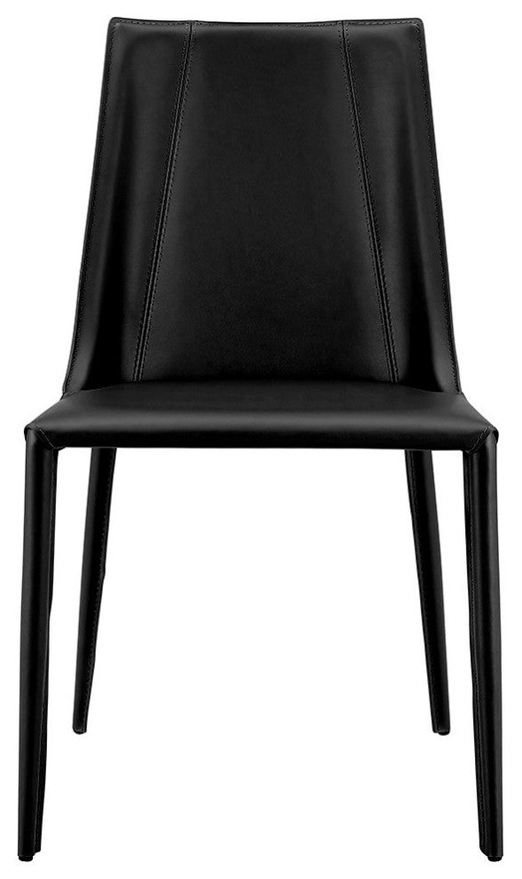 Sleek All Black Faux Leather Dining Or Side Chair