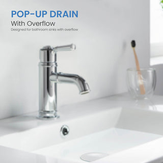 Pop Up Drain Stopper Full Cover With Overflow, KPW102, Ceramic White