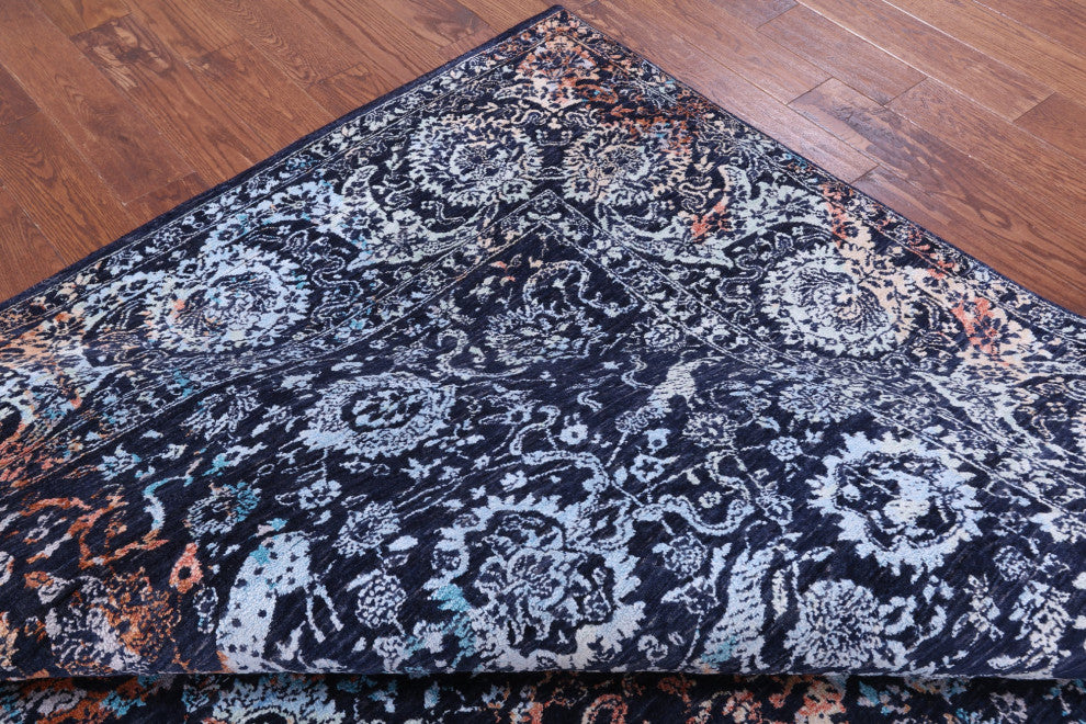 Persian Hunting Scene Handmade Wool & Silk Rug 9' 2" X 12' 1" - Q15555