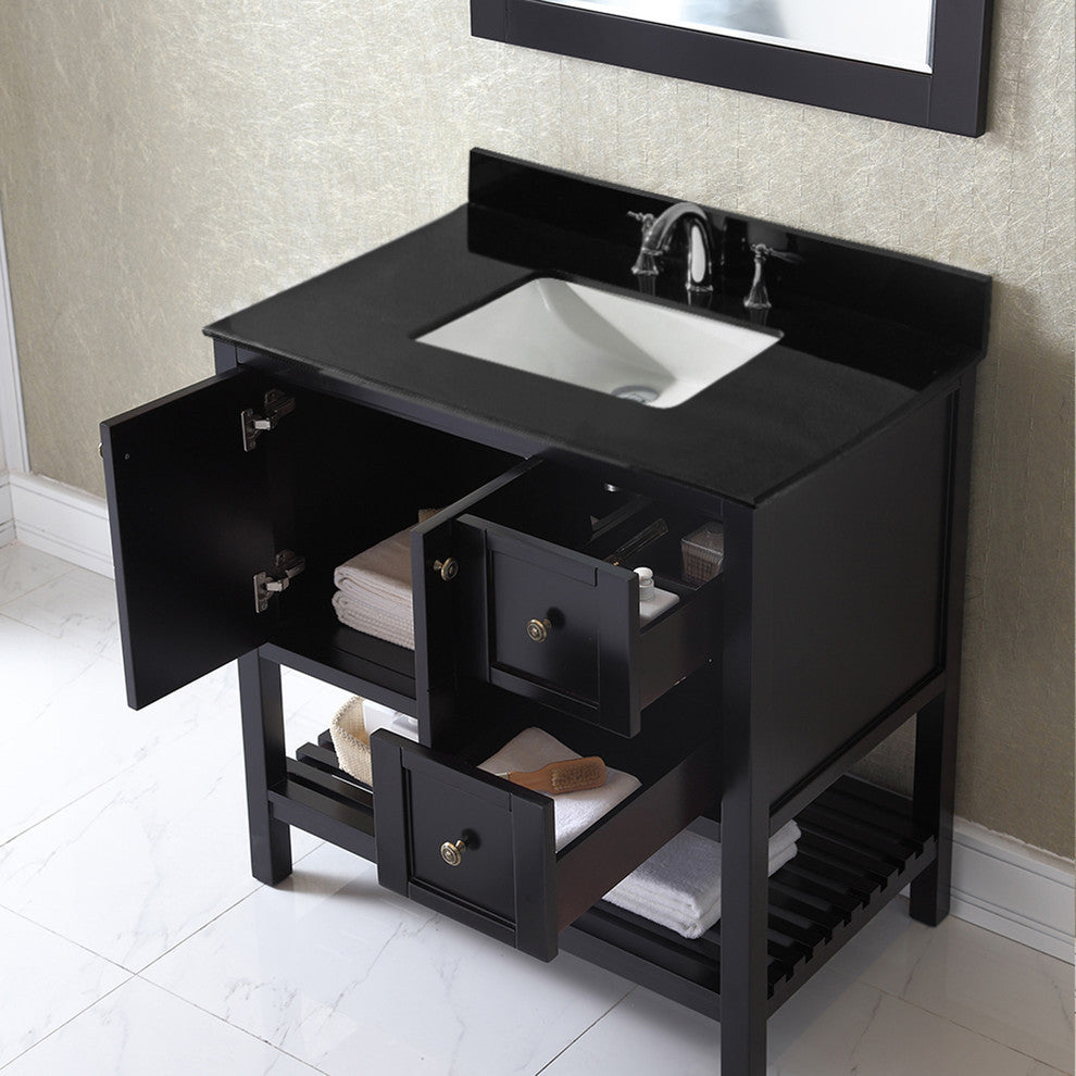 Winterfell 36" Single Bathroom Vanity Set Espresso, Granite Countertop