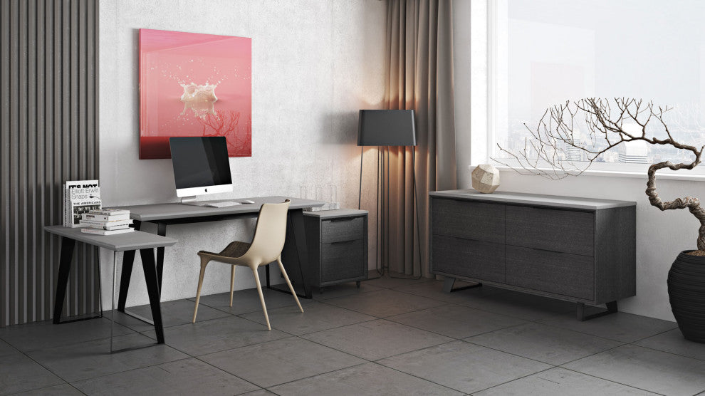 Amsterdam Desk Return, Gray Concrete
